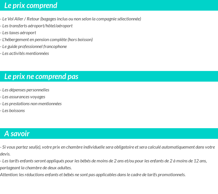 Conditions tarifaires