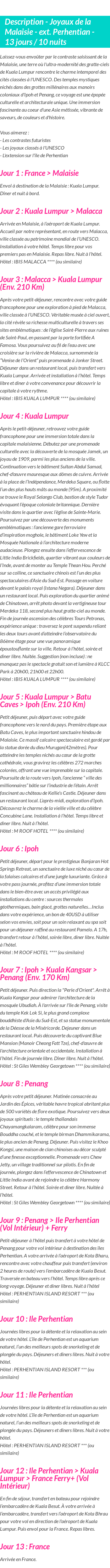 Détails du séjour