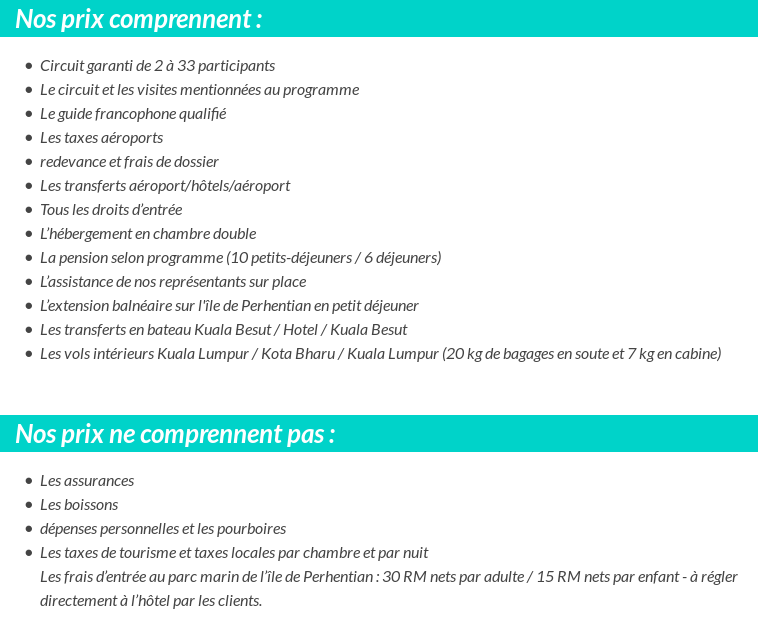 Conditions tarifaires
