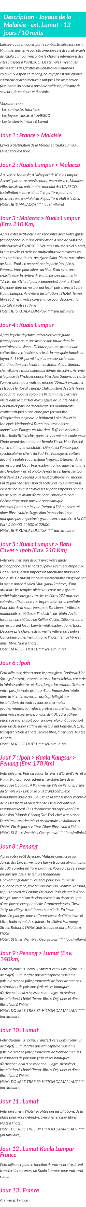 Détails du séjour
