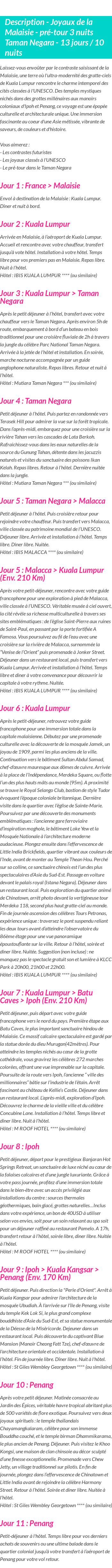 Détails du séjour