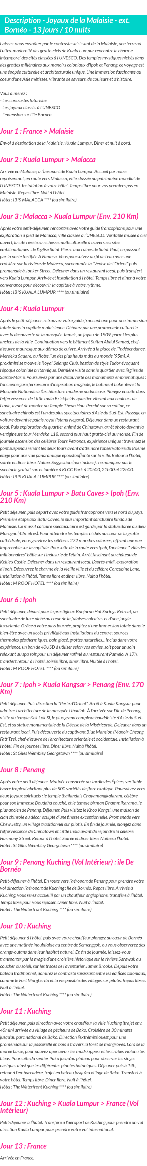 Détails du séjour