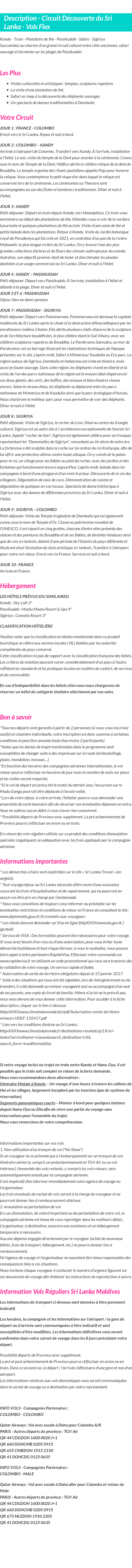 Détails du séjour