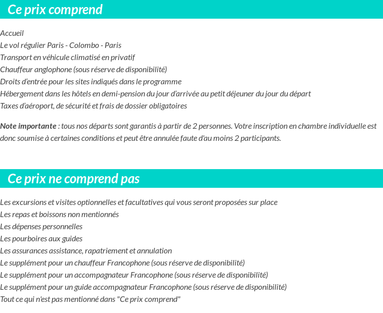 Conditions tarifaires