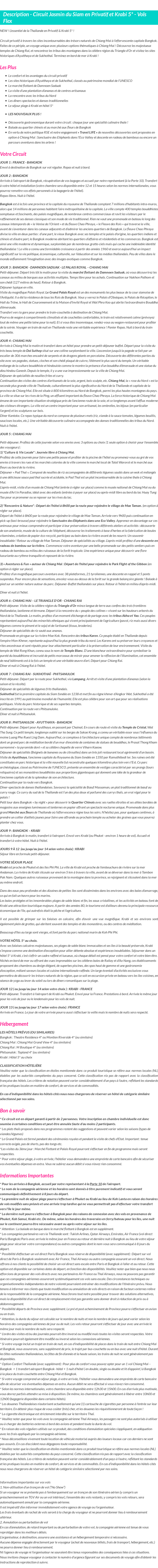 Détails du séjour