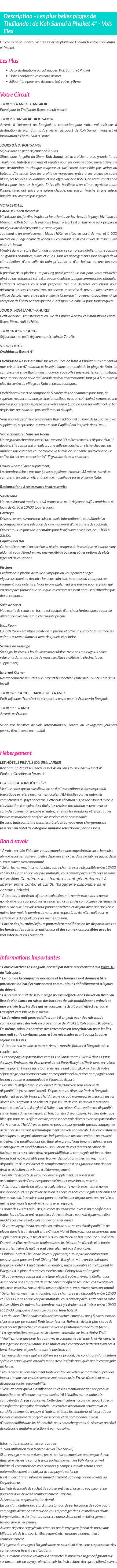 Détails du séjour
