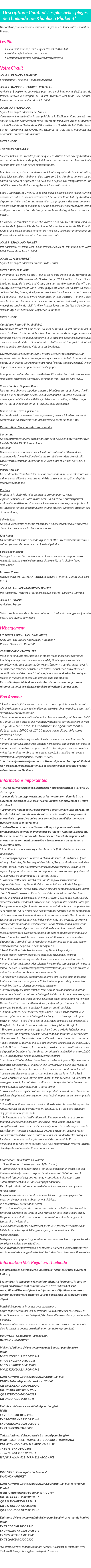 Détails du séjour