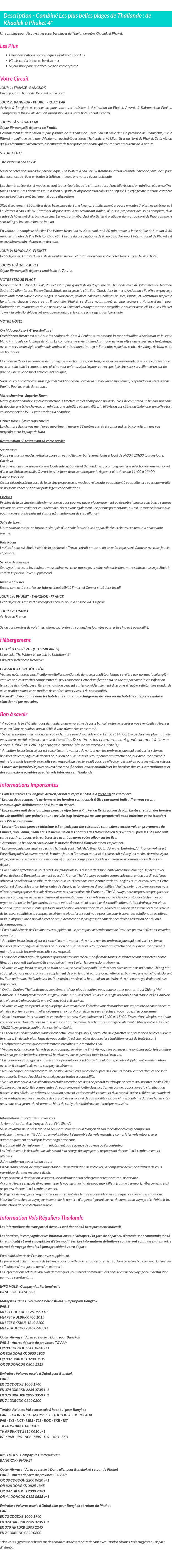 Détails du séjour