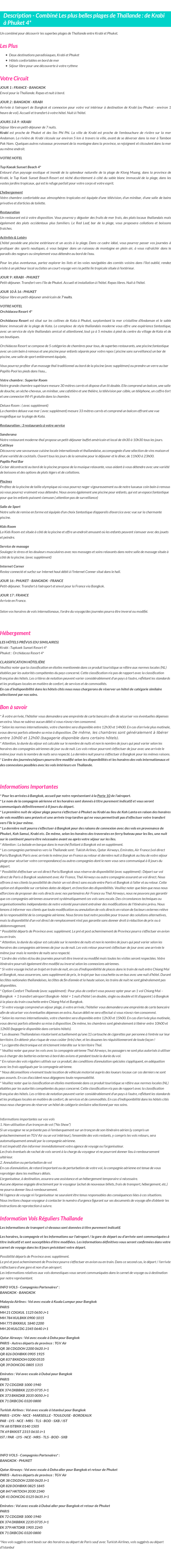 Détails du séjour