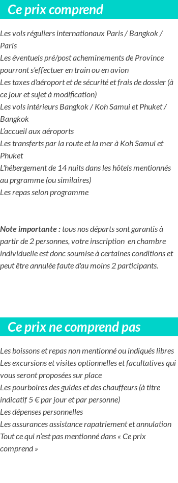 Conditions tarifaires