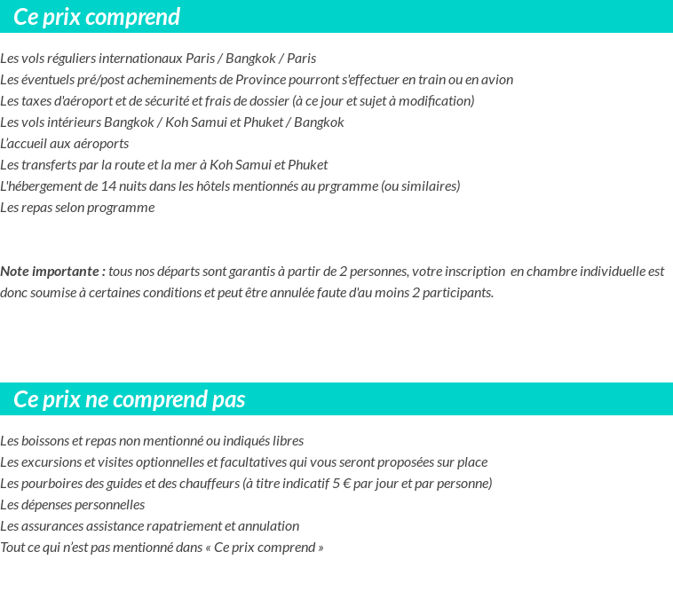 Conditions tarifaires