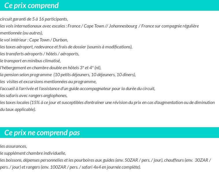 Conditions tarifaires