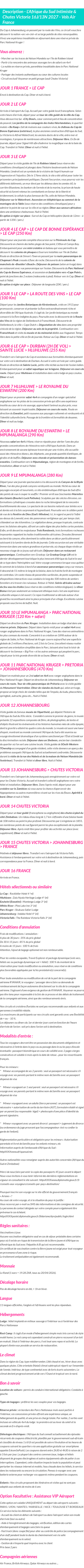 Détails du séjour