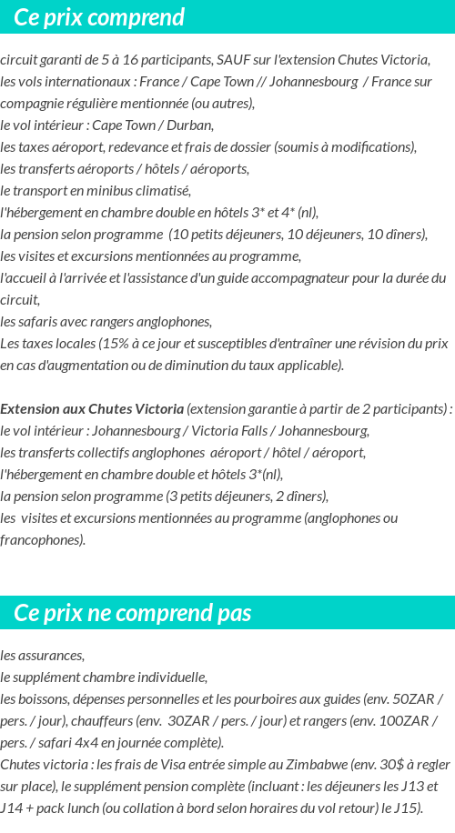 Conditions tarifaires