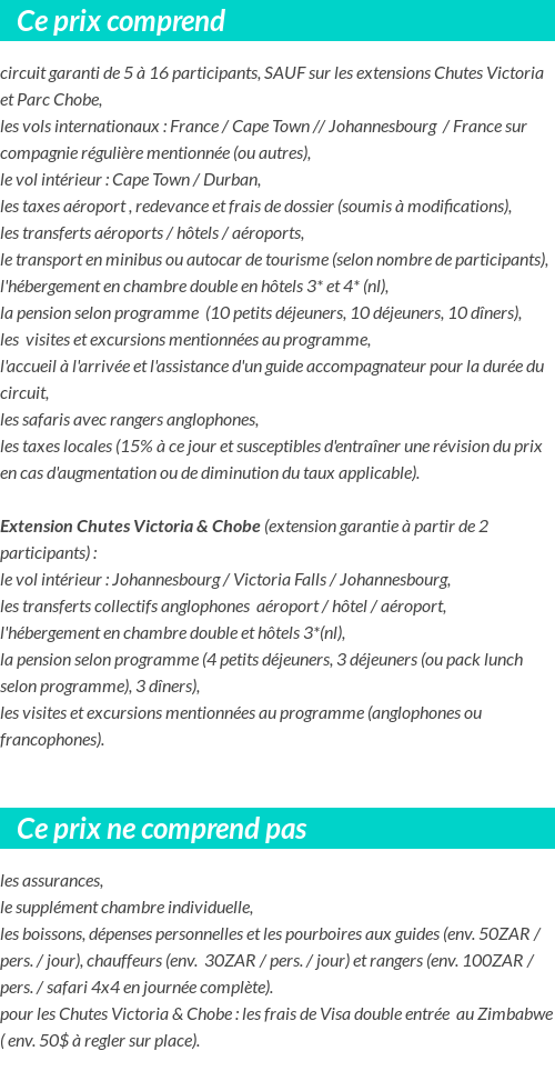 Conditions tarifaires