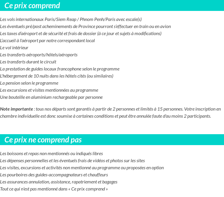 Conditions tarifaires