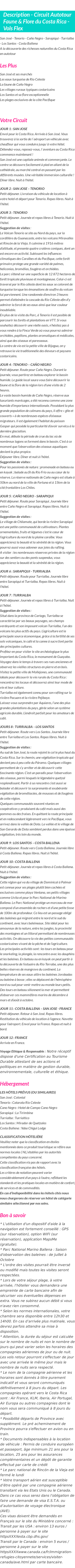 Détails du séjour