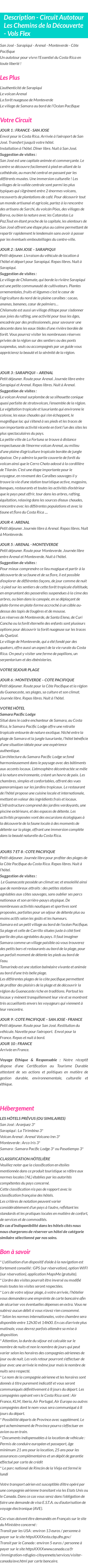 Détails du séjour
