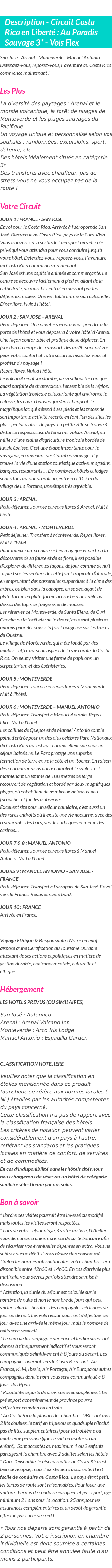 Détails du séjour