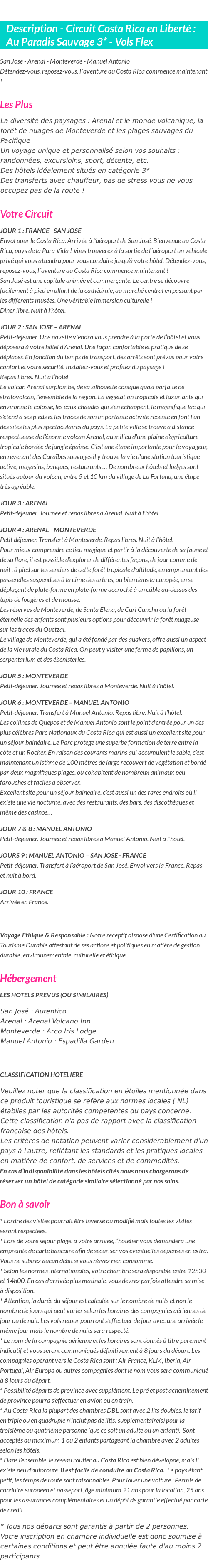 Détails du séjour