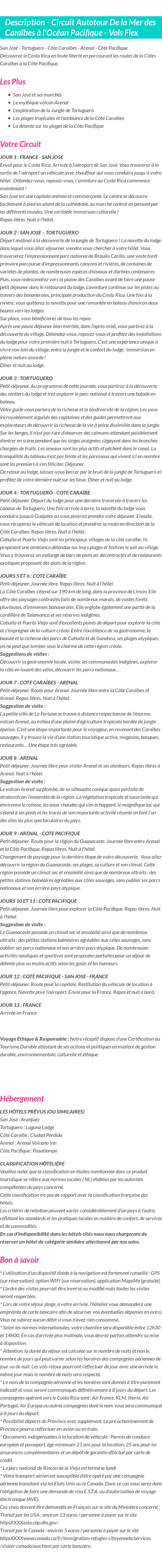Détails du séjour