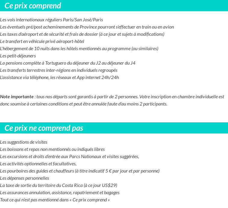 Conditions tarifaires