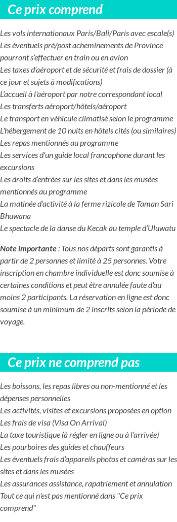 Conditions tarifaires