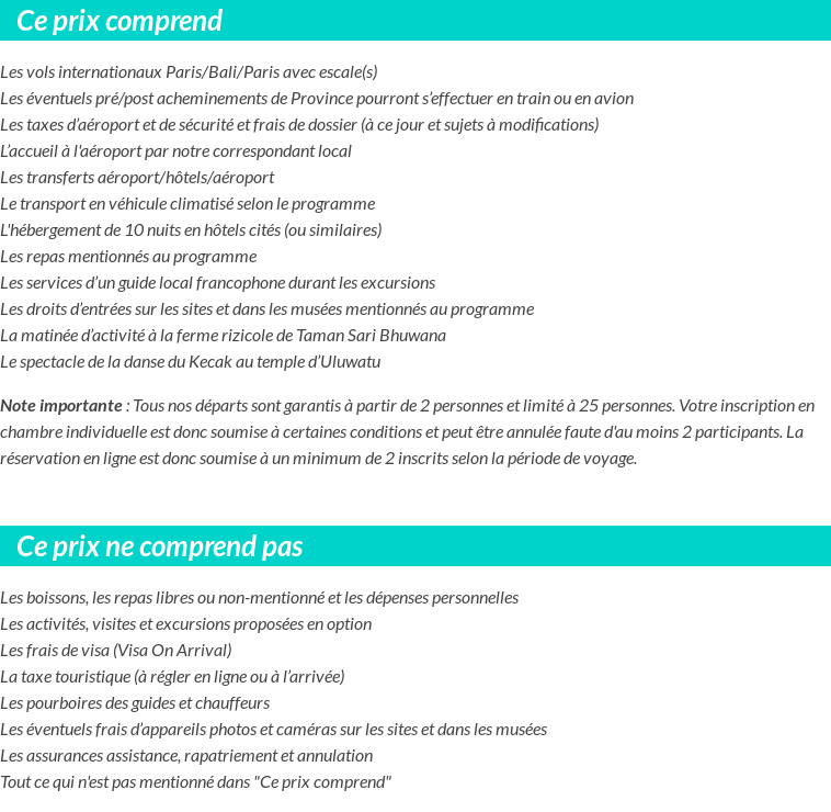 Conditions tarifaires