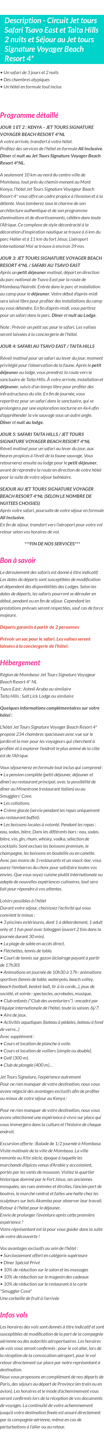Détails du séjour