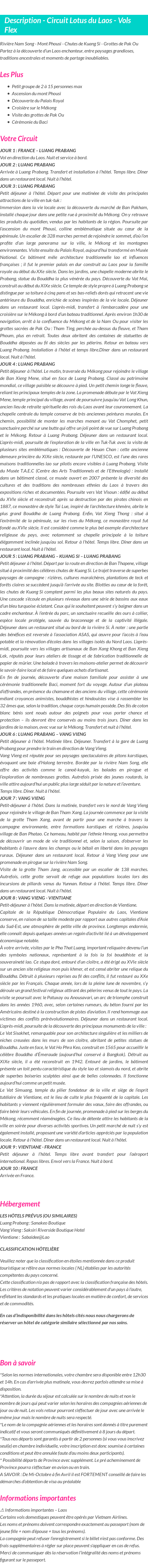 Détails du séjour