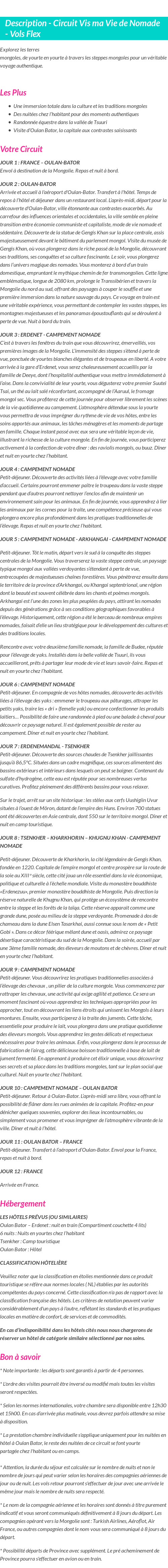Détails du séjour