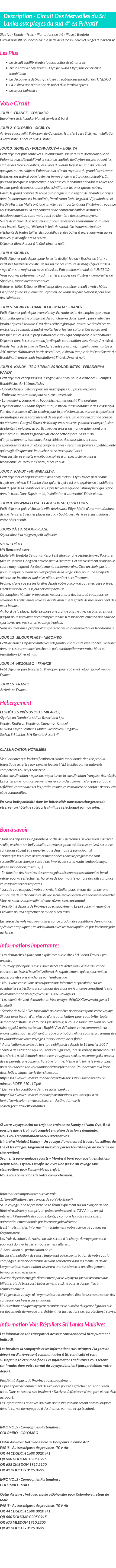 Détails du séjour