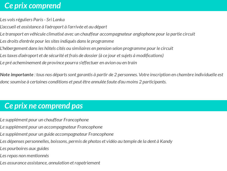 Conditions tarifaires