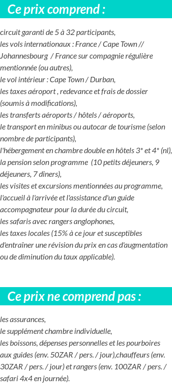 Conditions tarifaires