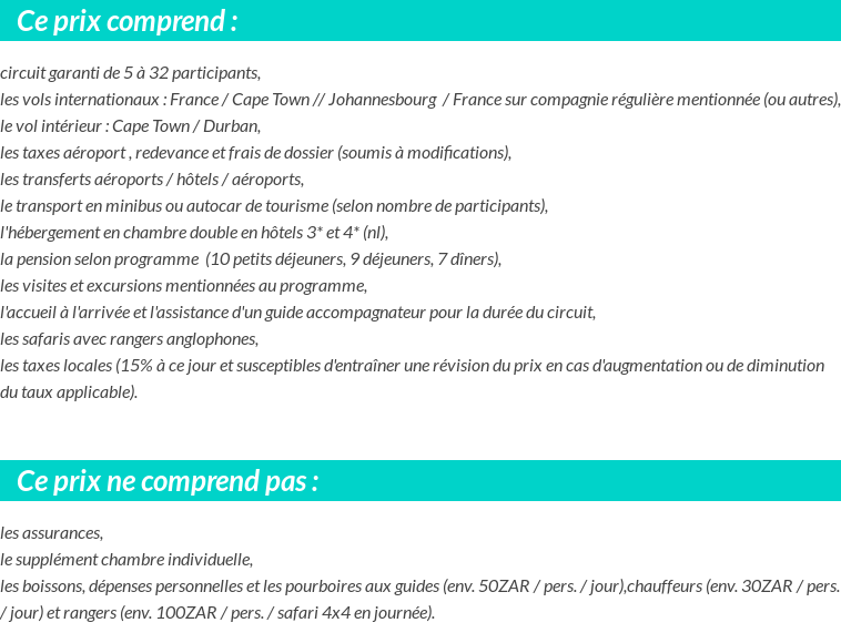 Conditions tarifaires