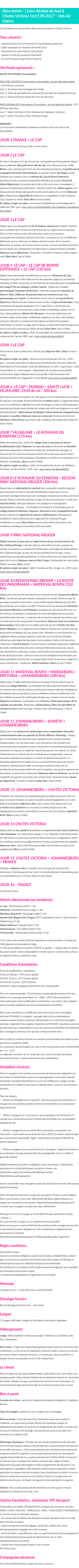 Détails du séjour