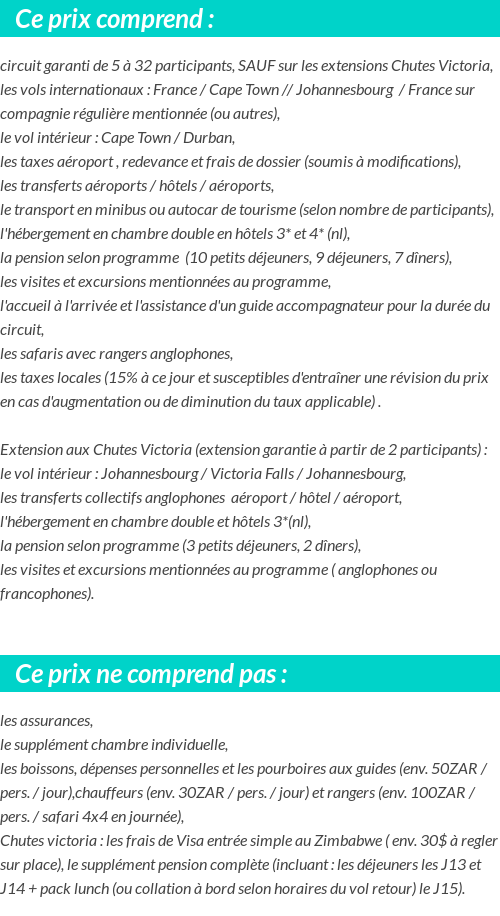Conditions tarifaires