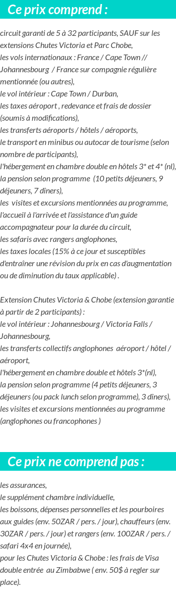 Conditions tarifaires