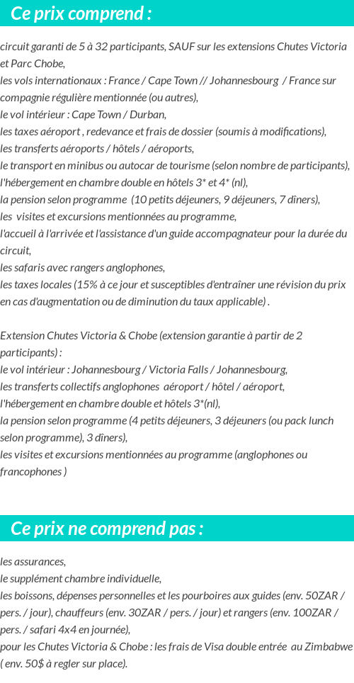 Conditions tarifaires