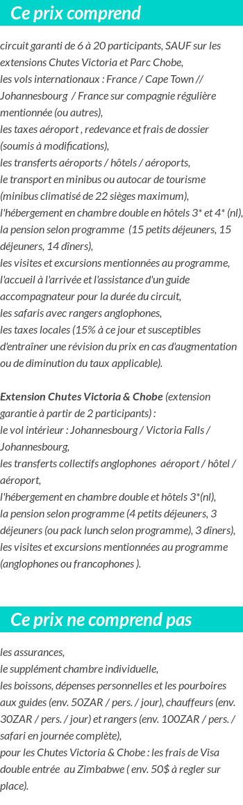 Conditions tarifaires