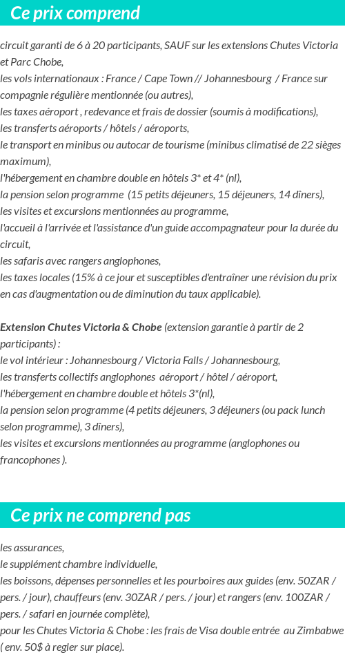 Conditions tarifaires