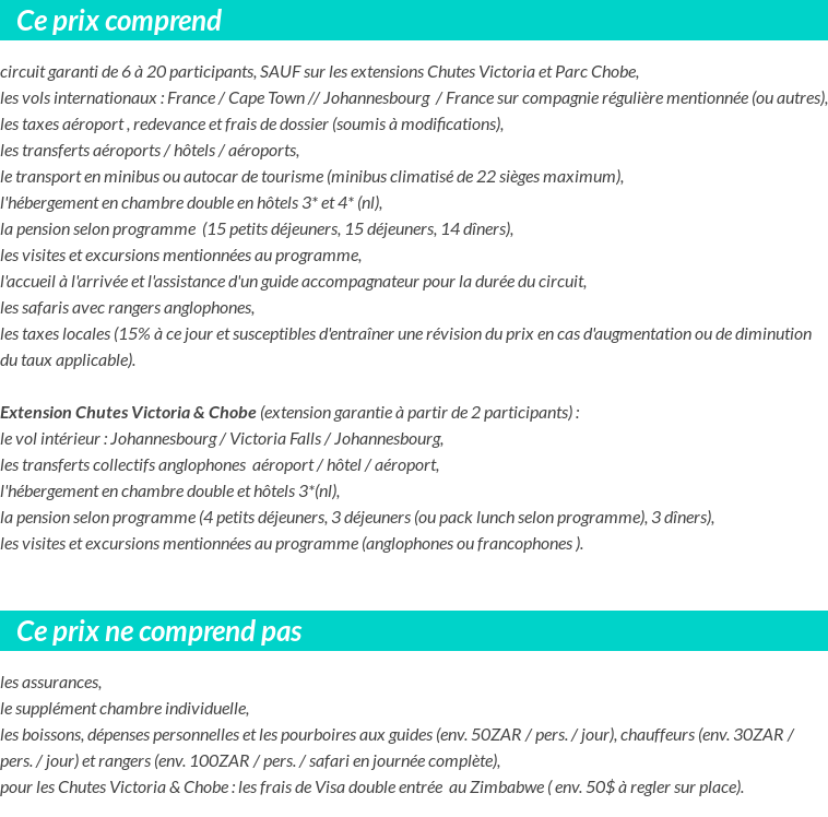 Conditions tarifaires