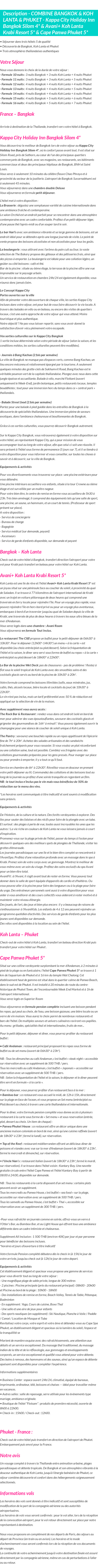 Détails du séjour