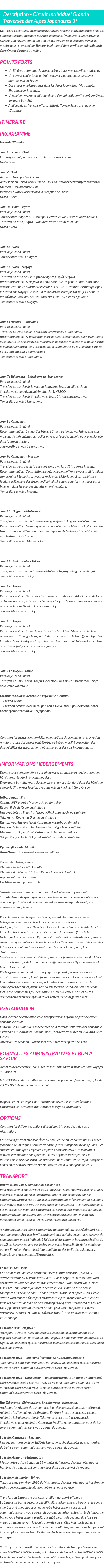 Détails du séjour