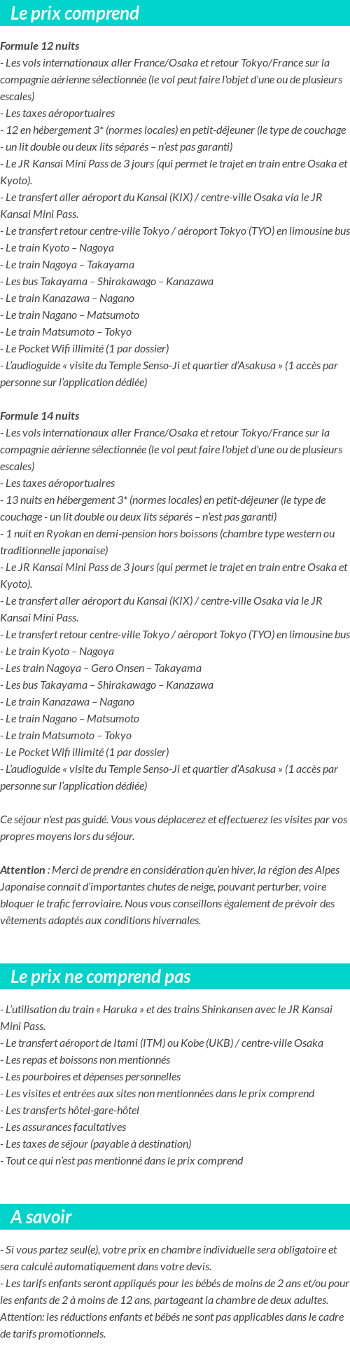 Conditions tarifaires