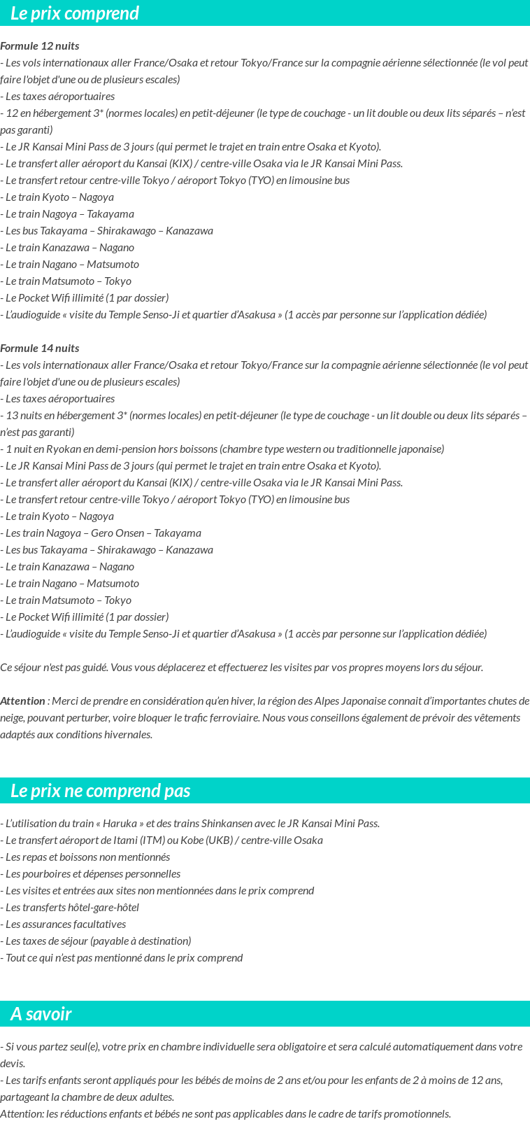 Conditions tarifaires