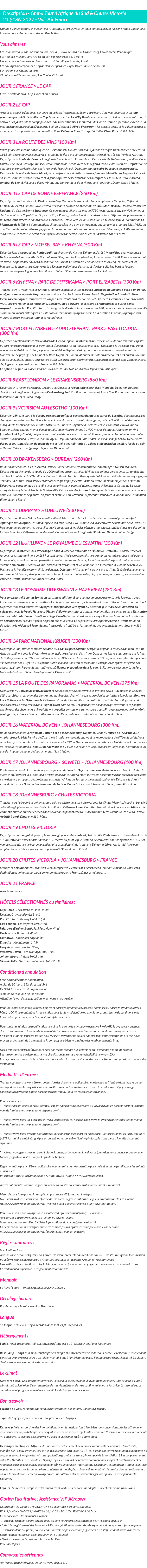 Détails du séjour