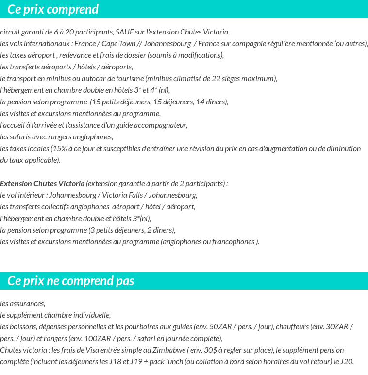 Conditions tarifaires