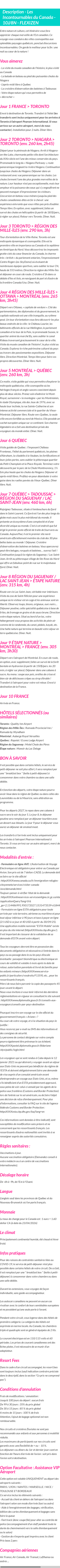 Détails du séjour
