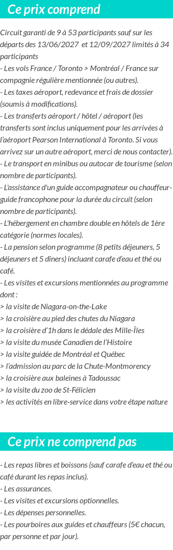 Conditions tarifaires